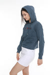 Anthracite Stone Washed London Print Cotton Women Hoodie