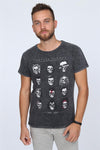 Stone Washed Forever Famous CharactersPrinted Cotton T-shirt