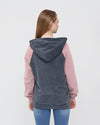 Pink- Anthracite Stone Washed Google Cat Printed Cotton Hoodie
