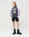 Purple - Anthracite Combi Skull Stone Washed Color Skull Printed Cotton Hoodie