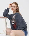 Anthracite Stone Washed Cotton GOOGLE CATWomen Sweatshirt