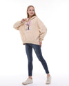 Ghost Tree Print FleeceCotton Women Long Sleeve Cream Hoodie