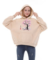 Ghost Tree Print FleeceCotton Women Long Sleeve Cream Hoodie
