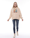 I love Music Vintage Cassette Print FleeceCotton Women Long Sleeve Cream Hoodie