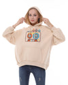 I love Music Vintage Cassette Print FleeceCotton Women Long Sleeve Cream Hoodie