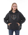 Flower Peace Print FleeceCotton Women Long SleeveHoodie