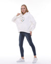 Flower Peace Print FleeceCotton Women Long SleeveHoodie