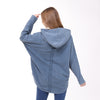Blue Stone Washed Poncho Cut Cotton Women Hoodie