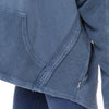 Blue Stone Washed Poncho Cut Cotton Women Hoodie