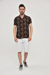 BlackFlower Skull LeafMen's Half Sleeve Shirts