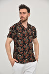 BlackFlower Skull LeafMen's Half Sleeve Shirts