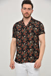 BlackFlower Skull LeafMen's Half Sleeve Shirts