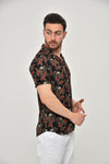 BlackFlower Skull LeafMen's Half Sleeve Shirts