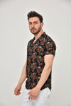 BlackFlower Skull LeafMen's Half Sleeve Shirts