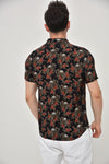 BlackFlower Skull LeafMen's Half Sleeve Shirts