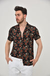 BlackFlower Skull LeafMen's Half Sleeve Shirts