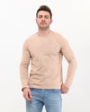 Plain Stone Washed Cotton Men's Long Sleeve T-shirt