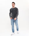 Plain Stone Washed Cotton Men's Long Sleeve T-shirt