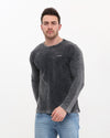 Plain Stone Washed Cotton Men's Long Sleeve T-shirt