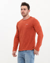 Plain Stone Washed Cotton Men's Long Sleeve T-shirt