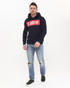 Navy Blue London Souvenir Print Men's FleeceHoodie