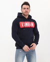 Navy Blue London Souvenir Print Men's FleeceHoodie