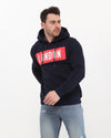 Navy Blue London Souvenir Print Men's FleeceHoodie