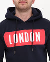 Navy Blue London Souvenir Print Men's FleeceHoodie