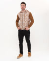 Brown Full Sugar SkullPrint Men's Hooded Jacket