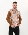 Brown Full Sugar SkullPrint Men's Hooded Jacket