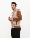 Brown Full Sugar SkullPrint Men's Hooded Jacket