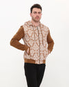 Brown Full Sugar SkullPrint Men's Hooded Jacket
