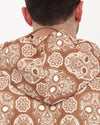 Brown Full Sugar SkullPrint Men's Hooded Jacket