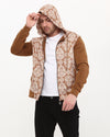 Brown Full Sugar SkullPrint Men's Hooded Jacket