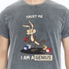 Stone Washed Effect Trust Me I am Genius Printed Men's T-shirt