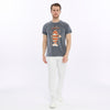 Stone Washed Effect Sushi AnimePrinted Men's T-shirt