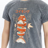 Stone Washed Effect Sushi AnimePrinted Men's T-shirt