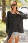 Asymmetric Cut Detail Woman Knitted Plain Jumper