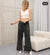 Flare Leg Buttoned Design Women Stone Washed Trouser