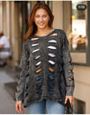 All over Ripped Distressed Soft Jumper