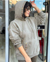 Stone Washed Embroidered PlainCotton Women Hoodie