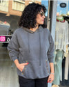 Stone Washed Embroidered PlainCotton Women Hoodie