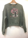 Stone Washed Ghost TreeWomen Cropped Sweatshirt
