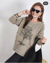 Stone Washed Tree Of LifeCotton Women Sweatshirt