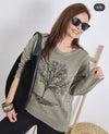 Stone Washed Tree Of LifeCotton Women Sweatshirt
