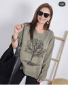 Stone Washed Tree Of LifeCotton Women Sweatshirt