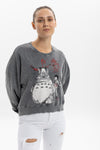Stone Washed Cotton Dream Totoro PrintWomen Cropped Sweatshirt