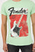 Neon Green Fender Guitar Printed Cotton T-shirt
