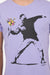 Lilac The Flower Bomb Thrower by Banksy Printed Cotton T-Shirt