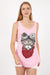 Pink Google Cat Animal Printed Cotton Women Vest Tank Top S-Ponder